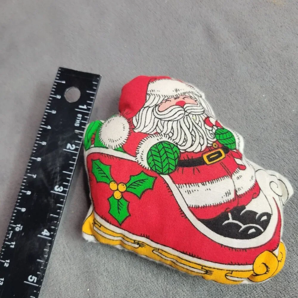 Santa In Sleigh Christmas Pillow/Cushion - Festive‎ Decor - Red/Green
